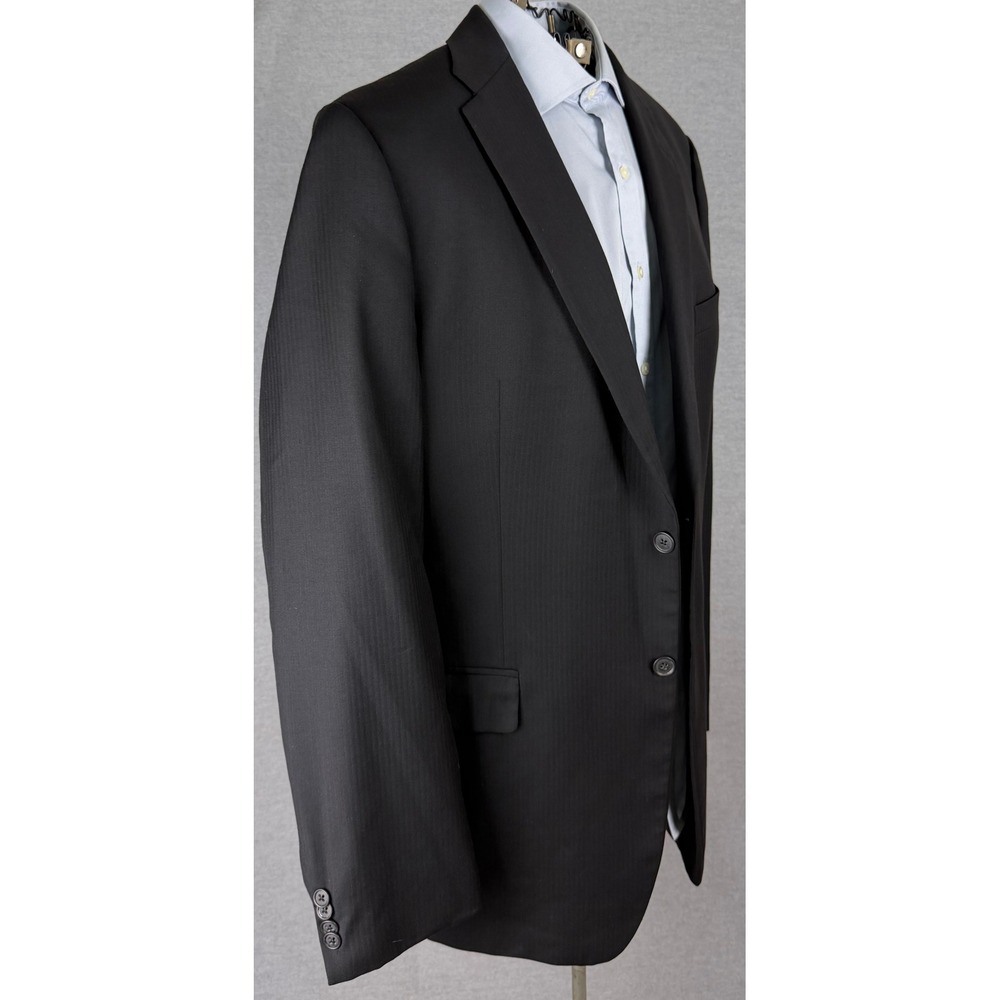 Joseph Abboud Loro‎ Piana Super 120s Wool Suit Jacket 44L Black Stripe Blazer